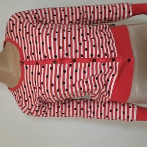 Yumi Anthropology knitwear. Stripped polka dot cardigan size 0/2